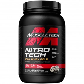MuscleTech, Nitro Tech, 100% Whey Gold, сывороточный протеин, печенье с кремом, 1,00 кг (2,21 фунта) - описание