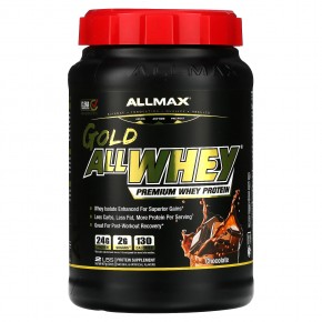 ALLMAX, AllWhey Gold, 100 % сывороточный белок + изолят сывороточного белка премиум-качества, со вкусом шоколада, 907 г (2 фунта) - описание