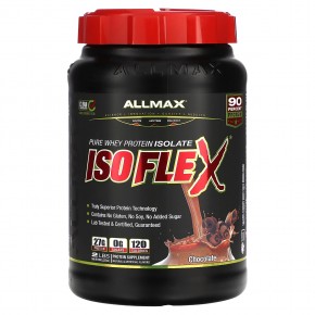 ALLMAX, Isoflex, чистый изолят сывороточного протеина (фильтрация ИСП частицами, заряженными ионами), со вкусом шоколада, 907 г (32 унции) - описание