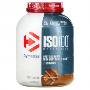 Dymatize, ISO100, гидролизованный 100% изолят сывороточного протеина, шоколад и арахисовое масло, 2,3 кг (5 фунтов) в Москве - eco-herb.ru | фото