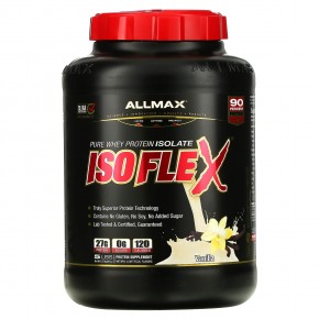 ALLMAX, Isoflex, чистый изолят сывороточного белка (фильтрация заряженными ионными частицами), со вкусом ванили, 2,27 кг (5 фунтов) - описание