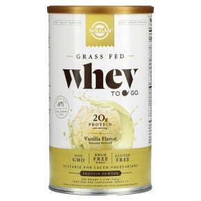 Solgar, Grass Fed Whey To Go®, протеиновый порошок, ваниль, 338 г (11,9 унции) - описание