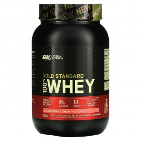 Optimum Nutrition, Gold Standard 100% Whey, сывороточный протеин, со вкусом клубники со сливками, 899 кг (1,98 фунта) - описание
