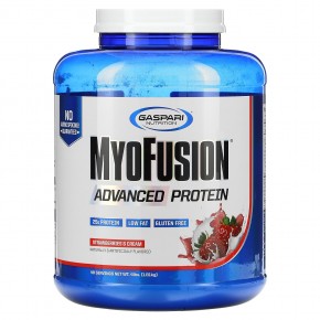 Gaspari Nutrition, MyoFusion, улучшенный протеин, клубника и сливки, 1,81 кг (4 фунта) в Москве - eco-herb.ru | фото