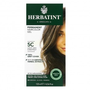 Herbatint, Перманентная гель-краска для волос, 5C, светлый пепельный каштан, 135 мл (4,56 жидк. унции) - описание