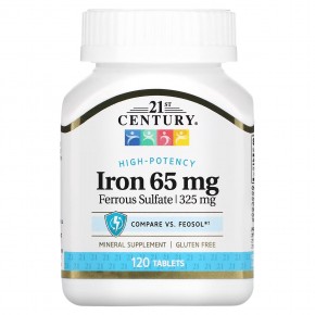 21st Century, Iron, 65 mg, 120 Tablets - описание