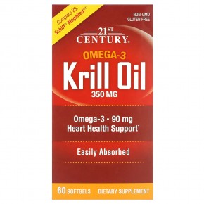 21st Century, Krill Oil, 350 mg, 60 Softgels в Москве - eco-herb.ru | фото