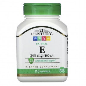 21st Century, Натуральный витамин E, 268 мг (400 МЕ), 110 мягких таблеток в Москве - eco-herb.ru | фото