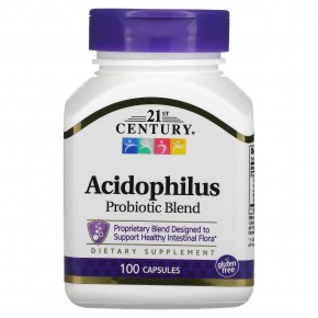 21st Century, Смесь пробиотиков Acidophilus, 100 капсул - описание