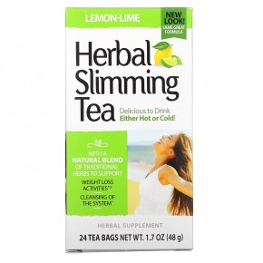 21st Century, травяной чай для похудения, лимон и лайм, без кофеина, 24 чайных пакетика, 48 г (1,7 унции) - описание