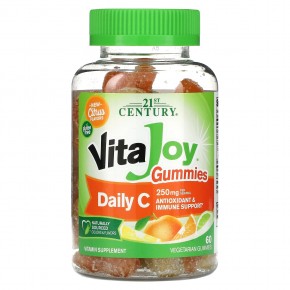 21st Century, VitaJoy, жевательные таблетки с витамином C для ежедневного приема, со вкусом цитрусовых, 250 мг, 60 вегетарианских жевательных таблеток (125 мг в 1 жевательной таблетке) в Москве - eco-herb.ru | фото