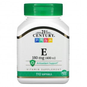 21st Century, Витамин Е, 180 мг (400 МЕ), 110 мягких желатиновых капсул - описание