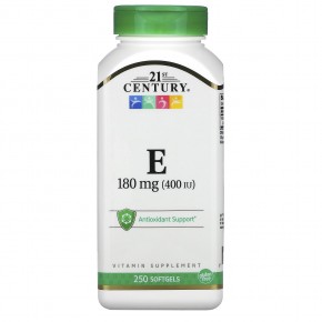 21st Century, витамин E, 180 мг (400 МЕ), 250 капсул в Москве - eco-herb.ru | фото