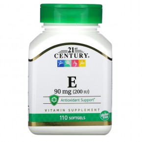 21st Century, витамин E, 90 мг (200 МЕ), 110 капсул в Москве - eco-herb.ru | фото