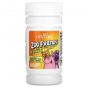 21st Century, Zoo Friends с добавлением витамина C, апельсин, 60 жевательных таблеток в Москве - eco-herb.ru | фото