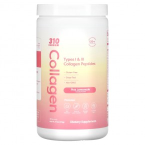 310 Nutrition, Collagen, пептиды коллагена типа I и III, розовый лимонад, 372 г (13,1 унции) - описание