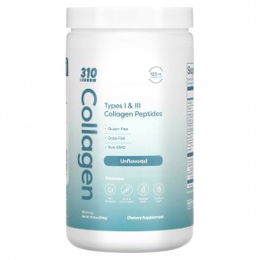 310 Nutrition, Collagen, пептиды коллагена типа 1 и 2, без вкусовых добавок, 309 г (10,9 унции) - описание