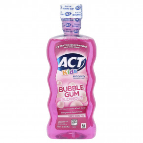 ACT, ополаскиватель для рта с фторидом, против кариеса, Bubble Gum Blowout®, без сахара и спирта, 500 мл (16,9 жидк. унции) - описание | фото