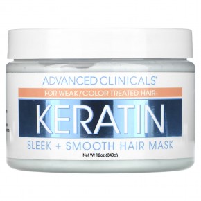 Advanced Clinicals, маска с кератином для гладкости волос, 340 г (12 унций) - описание