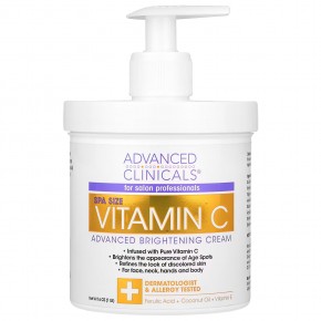Advanced Clinicals, осветляющий крем с витамином С, улучшенная формула, 1 фунт (16 унций) - описание