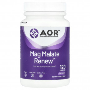 Advanced Orthomolecular Research AOR, Mag Malate Renew™, 120 капсул - описание | фото