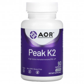 Advanced Orthomolecular Research AOR, Peak K2, 90 вегетарианских капсул - описание | фото