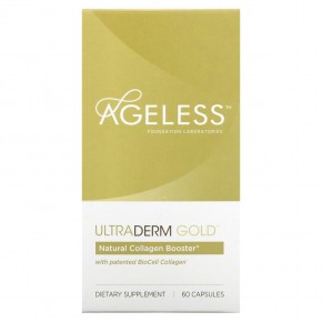 Ageless Foundation Laboratories, UltraDerm Gold, натуральная коллагеновая поддержка с запатентованным коллагеном BioCell, 60 капсул в Москве - eco-herb.ru | фото