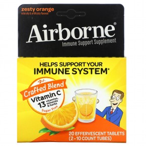 AirBorne, Добавка для поддержки иммунитета, пикантный апельсин, 2 тюбика, 10 шипучих таблеток в каждой в Москве - eco-herb.ru | фото