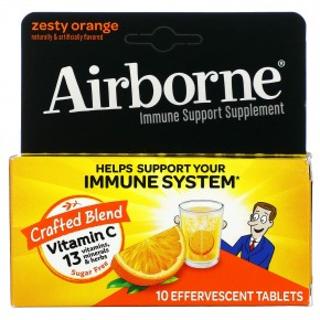 AirBorne, добавка для поддержки иммунной системы, со вкусом апельсина, 10 шипучих таблеток - описание