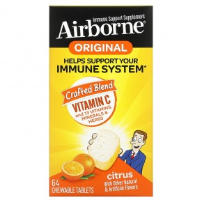 AirBorne, взрыв витамина C, с цитрусовым вкусом, 64 жевательных таблетки в Москве - eco-herb.ru | фото