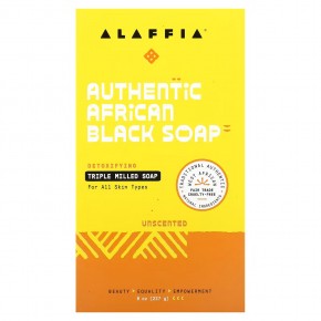Alaffia, Authentic African Black Soap, Triple Milled, Unscented, 8 oz (227 g) в Москве - eco-herb.ru | фото