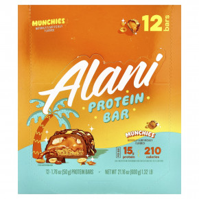 Alani Nu, протеиновый батончик, Munchies, 12 батончиков по 50 г (1,76 унции) - описание