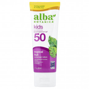 Alba Botanica, детский солнцезащитный лосьон, SPF 50, тропические фрукты, 89 мл (3 жидк. унции) - описание | фото