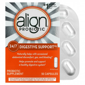 Align Probiotics, Поддержка пищеварения 24/7, добавка с пробиотиками, 4 мг, 56 капсул - описание | фото