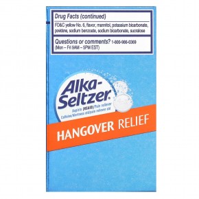 Alka-Seltzer, Hangover Relief, Orange Fizz, 10 Pouches, 2 Effervescent Tablets Each в Москве - eco-herb.ru | фото