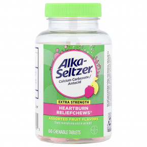 Alka-Seltzer, Heartburn Reliefchews®, фруктовое ассорти, 66 жевательных таблеток (750 мг в 1 таблетке) - описание | фото