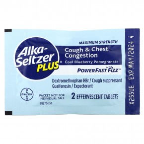 Alka-Seltzer Plus, Maximum Strength, от кашля и заложенности груди, классная черника и гранат, 20 шипучих таблеток в Москве - eco-herb.ru | фото