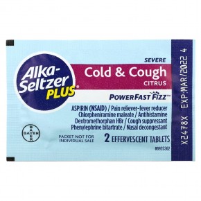 Alka-Seltzer Plus, Power Fast Fizz, от кашля и простуды, для тяжелых форм, цитрусовые, 20 шипучих таблеток в Москве - eco-herb.ru | фото