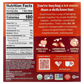 All In, батончики с арахисом и семенами, перуанский темный шоколад и арахисовая паста, 6 батончиков по 40 г (1,4 унции) в Москве - eco-herb.ru | фото