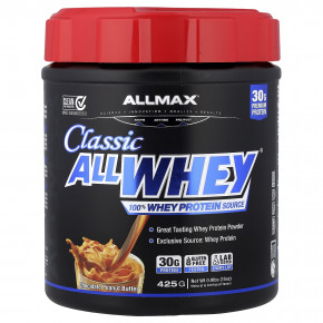 ALLMAX, CLASSIC ALLWHEY®, 100% источник сывороточного протеина, шоколад и арахисовое масло, 425 г (0,9 фунта) - описание | фото