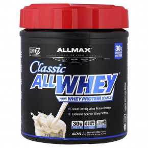 ALLMAX, CLASSIC ALLWHEY®, 100% источник сывороточного протеина, со вкусом ванили, 425 г (0,9 фунта) - описание | фото