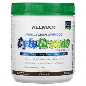 ALLMAX, CytoGreens, зеленый суперфуд премиального качества для спортсменов, шоколад, 690 г (1,5 фунта) - описание