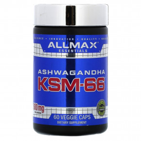 ALLMAX, Essentials, ашваганда KSM-66, 600 мг, 60 растительных капсул (300 мг на капсулу) в Москве - eco-herb.ru | фото