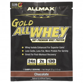 ALLMAX, Gold All Whey, 100% сывороточный протеин премиального качества, шоколад, 32 г (1,13 унции) в Москве - eco-herb.ru | фото