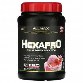 ALLMAX, Hexapro, постная еда с высоким содержанием белка, клубника, 907 г (2 фунта) в Москве - eco-herb.ru | фото