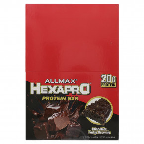 ALLMAX, Hexapro Protein Bar, протеиновый батончик, брауни с шоколадной помадкой, 12 батончиков по 53 г (1,9 унции) в Москве - eco-herb.ru | фото