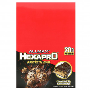 ALLMAX, Hexapro™, протеиновый батончик, тесто для печенья с шоколадной крошкой, 12 батончиков по 54 г (1,9 унции) - описание | фото