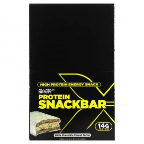 ALLMAX, High Protein Energy Snack, Protein Bar, White Chocolate Peanut Butter, 12 Bars, 2 oz (57 g) Each в Москве - eco-herb.ru | фото