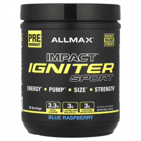 ALLMAX, Impact ™ Igniter Sport, перед тренировкой, голубая малина, 330 г (11,64 унции) в Москве - eco-herb.ru | фото