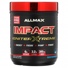 ALLMAX, IMPACT™ IGNITER XTREME, Pre-Workout, Blue Raspberry, 12.7 oz (360 g) в Москве - eco-herb.ru | фото